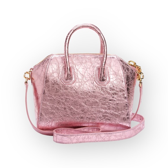 👜 🆕 Givenchy Mini Antigona Bag In Laminated Leather in color silk pink - Picture 2 of 11